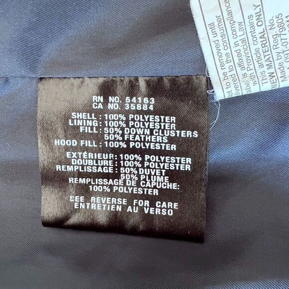 COLE HAAN Women's Taffeta Down Coat with Bib Front and Dramatic Hood, Black, SP - Picture 9 of 9